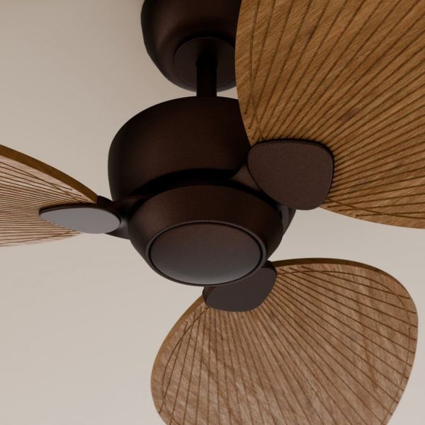 Ventilador de techo sin luz ALMA S Ø100cm 3 palas marrón oxidado madera media interior/exterior, DC 26W IP44