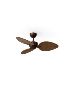 Ventilateur de plafond ALMA S sans éclairage, Ø100 cm, 3 pales, brun rouille, bois foncé, intérieur/extérieur, 26 W CC, IP44