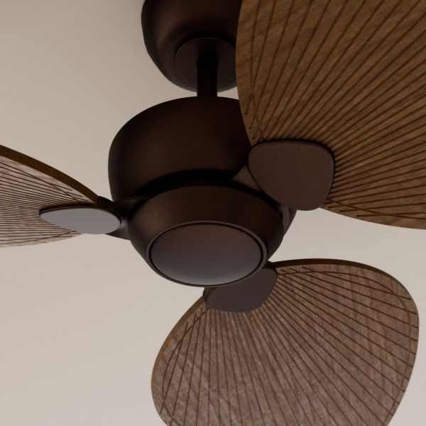 Ventilador de techo sin luz ALMA S Ø100cm 3 palas marrón oxidado madera oscura interior/exterior, DC 26W IP44