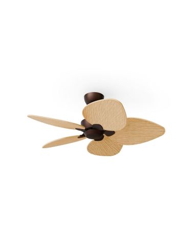 Ventilateur de plafond ALMA S sans éclairage, Ø100 cm, 5 pales, brun rouille, bois clair, intérieur/extérieur, 26 W CC, IP44
