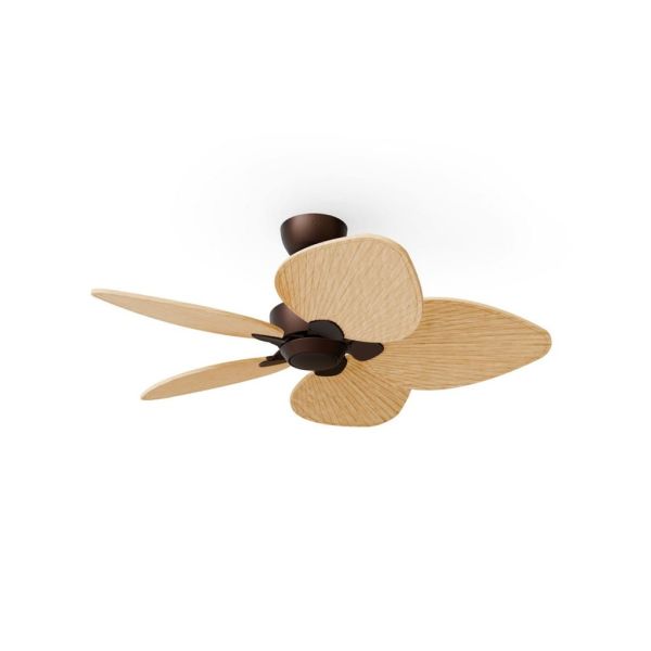 Ventilateur de plafond ALMA S sans éclairage, Ø100 cm, 5 pales, brun rouille, bois clair, intérieur/extérieur, 26 W CC, IP44