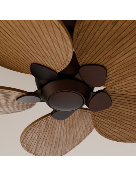 Ventilador de techo sin luz ALMA S Ø100cm 5 palas marrón oxidado madera media interior/exterior, DC 26W IP44