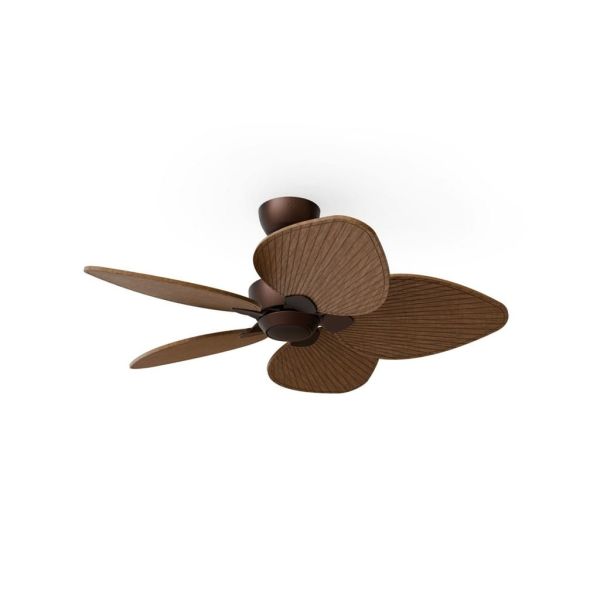 Ventilateur de plafond ALMA S sans éclairage, Ø100 cm, 5 pales, brun rouille, bois foncé, intérieur/extérieur, 26 W CC, IP44