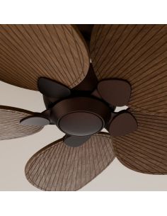 Ventilador de techo sin luz ALMA S Ø100cm 5 palas marrón oxidado madera oscura interior/exterior, DC 26W IP44 2