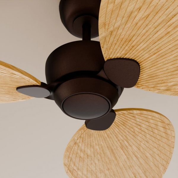 Ventilador sin luz de techo ALMA L Ø132cm 3 palas marrón oxidado madera clara interior/exterior, DC 40W IP44