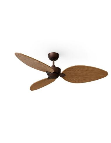 Ventilador sin luz de techo ALMA L Ø132cm 3 palas marrón oxidado madera media interior/exterior, DC 40W IP44