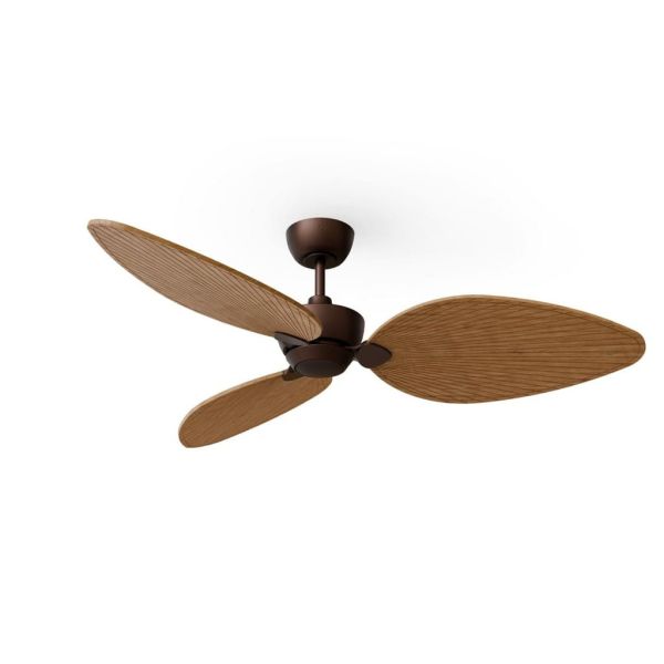 Ventilador sin luz de techo ALMA L Ø132cm 3 palas marrón oxidado madera media interior/exterior, DC 40W IP44