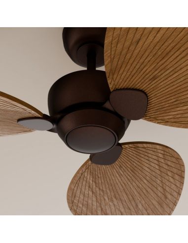 Ventilateur de plafond ALMA L sans éclairage, Ø132 cm, 3 pales, brun rouille, bois moyen, intérieur/extérieur, 40 W CC, IP44