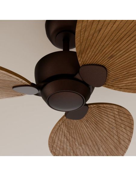 Ventilador sin luz de techo ALMA L Ø132cm 3 palas marrón oxidado madera media interior/exterior, DC 40W IP44