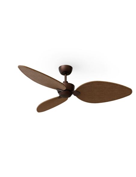 Ventilateur de plafond ALMA L sans éclairage, Ø132 cm, 3 pales, brun rouille, bois foncé, intérieur/extérieur, 40 W CC, IP44