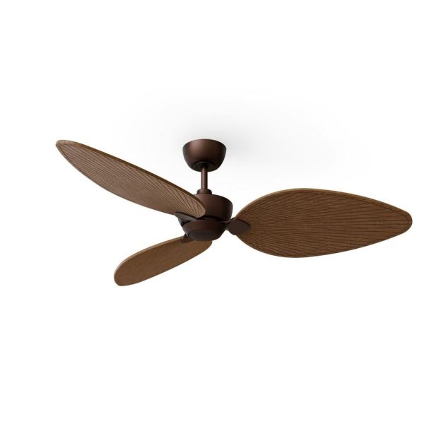 Ventilador sin luz de techo ALMA L Ø132cm 3 palas marrón oxidado madera oscura interior/exterior, DC 40W IP44