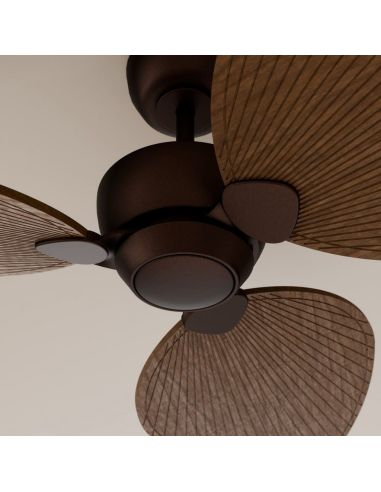Ventilador sin luz de techo ALMA L Ø132cm 3 palas marrón oxidado madera oscura interior/exterior, DC 40W IP44