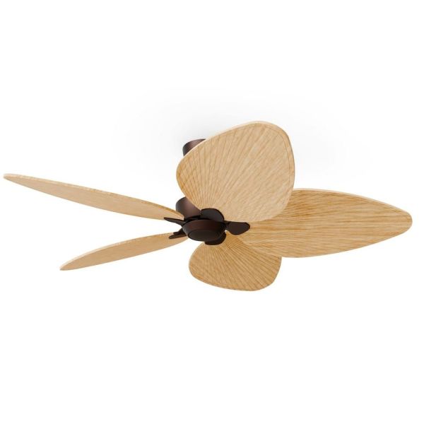 Ventilador de techo sin luz ALMA L Ø132cm 5 palas marrón oxidado madera clara interior/exterior, DC 40W IP44