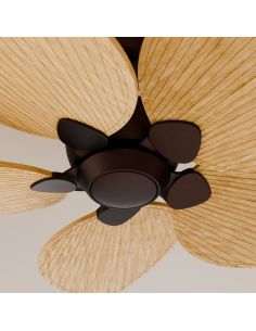 Ventilateur de plafond ALMA L sans éclairage, Ø132 cm, 5 pales, brun rouille, bois clair, intérieur/extérieur, 40 W CC, IP44 2