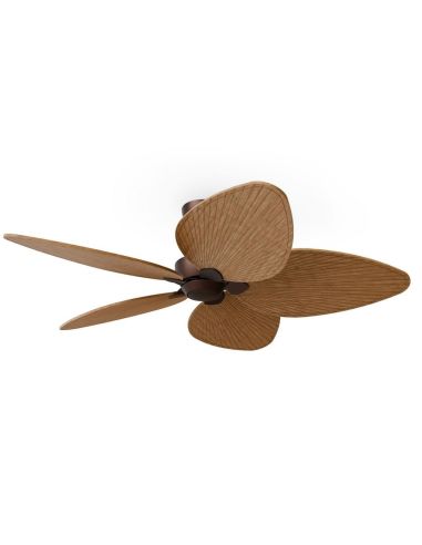 Ventilateur de plafond ALMA L sans éclairage, Ø132 cm, 5 pales, brun rouille, bois moyen, intérieur/extérieur, 40 W CC, IP44