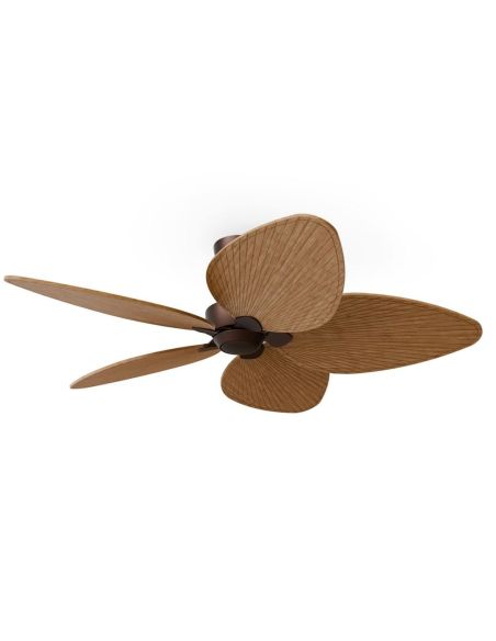 Ventilateur de plafond ALMA L sans éclairage, Ø132 cm, 5 pales, brun rouille, bois moyen, intérieur/extérieur, 40 W CC, IP44