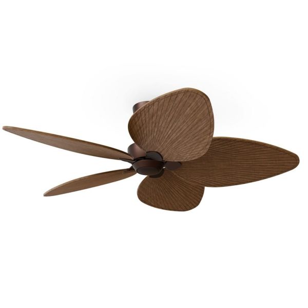 Ventilateur de plafond ALMA L sans éclairage, Ø132 cm, 5 pales, brun rouille, bois foncé, intérieur/extérieur, 40 W CC, IP44