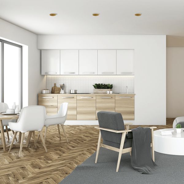 Downlight circular empotrable LED en blanco y dorado Einar 8W GU10 ambiente