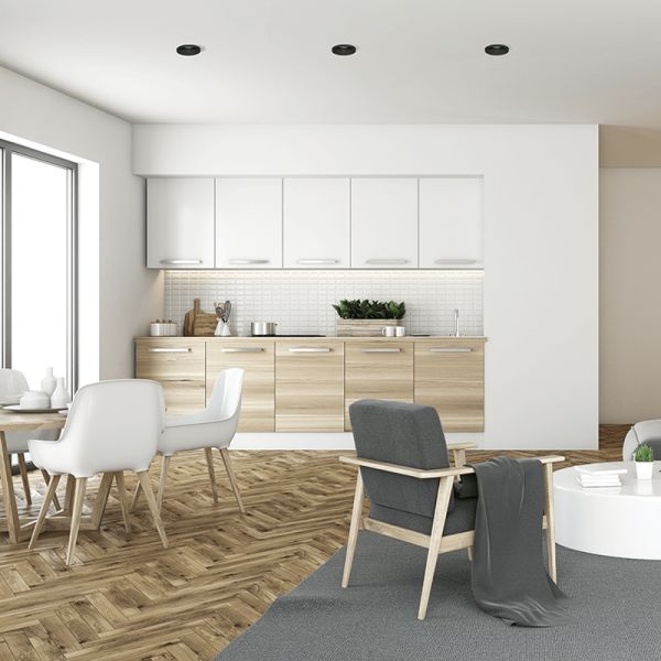 Downlight circular empotrable LED en negro Einar 8W GU10 ambiente