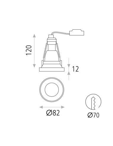 Luminária de embutir LED circular Einar GU10 de 8W na cor preta.