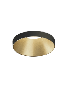 Luminária de embutir circular LED Einar GU10 de 8W em preto e dourado.