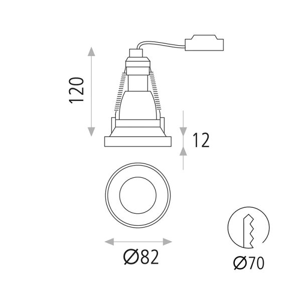 Spot encastré circulaire à LED Einar GU10 8W, noir et or