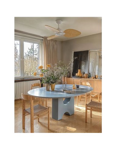 Ventilador de techo LED ALMA S Ø100cm 3 palas blanco madera clara 26W DC, luz 6,5W 1225Lm CTT DIM IP44