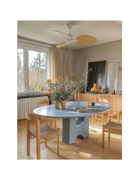 Ventilateur de plafond ALMA S LED Ø100cm 3 pales Blanc bois clair 26W CC, éclairage 6,5W 1225lm CTT DIM IP44