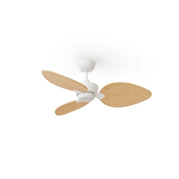 Ventilador de techo LED ALMA S Ø100cm 3 palas blanco madera clara 26W DC, luz 6,5W 1225Lm CTT DIM IP44