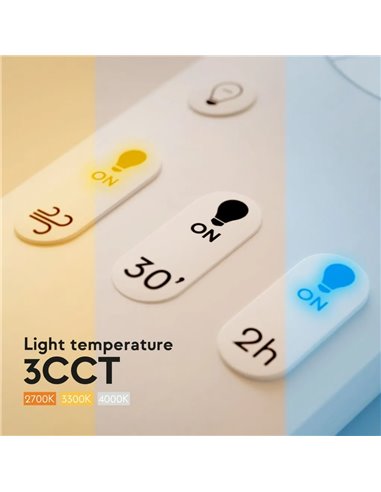 Ventoinha de teto ALMA S LED Ø100cm 3 pás Branco Madeira Clara 26W DC, Lâmpada 6,5W 1225Lm CTT DIM IP44