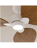 Ventilateur de plafond ALMA S LED Ø100 cm, 3 pales, blanc, bois moyen, 26 W CC, éclairage 6,5 W, 1225 lm, CTT DIM, IP44
