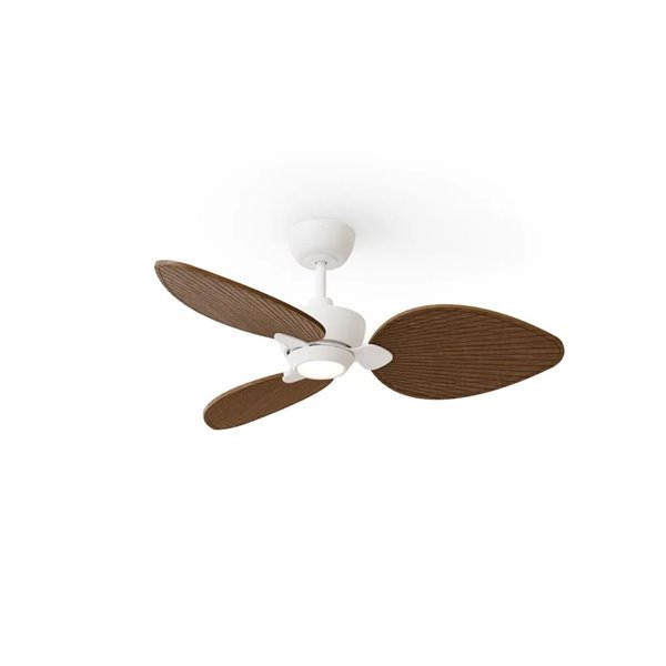 Ventilador de techo LED ALMA S Ø100cm 3 palas blanco madera oscura 26W DC, luz 6,5W 1225Lm CTT DIM IP44
