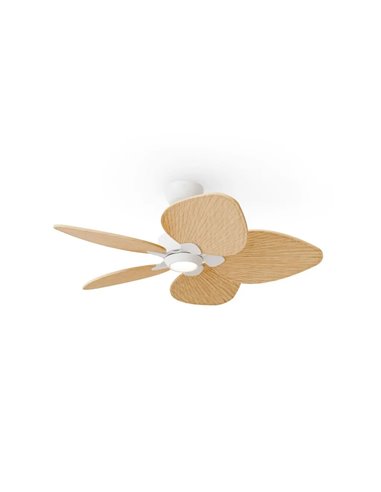 Ventilador de techo LED ALMA S Ø100cm 5 palas blanco madera clara 26W motor DC + luz LED 6,5W 1225Lm CTT DIM IP44