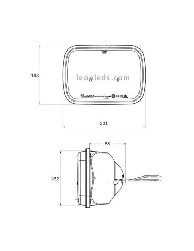 Dimensions Phare à DEL TruckLite Homologué TL27490 TL27491 | Éclairage LeonLeds