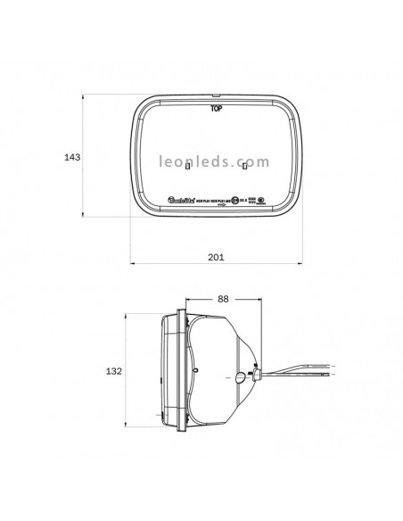 Dimensions Phare à DEL TruckLite Homologué TL27490 TL27491 | Éclairage LeonLeds