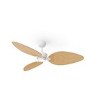 Ventilador de techo interior/exterior ALMA L Ø132cm 3 palas blanco madera clara 40W DC + luz LED 6,5W 122Lm CTT DIM IP44