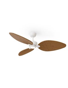 Ventilador de techo interior/exterior ALMA L Ø132cm 3 palas blanco madera media 40W DC + luz LED 6,5W 122Lm CTT DIM IP44