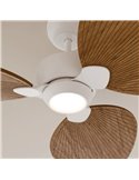 Ventilador de techo interior/exterior ALMA L Ø132cm 3 palas blanco madera media 40W DC + luz LED 6,5W 122Lm CTT DIM IP44