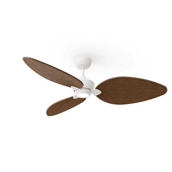 Ventilador de techo interior/exterior ALMA L Ø132cm 3 palas blanco madera oscrura 40W DC + luz LED 6,5W 122Lm CTT DIM IP44