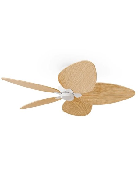 Ventilador de techo LED interior/exterior ALMA L Ø132cm 5 palas blanco madera clara 132cm 40W DC + luz LED 6,5W 1225Lm CTT DIM I