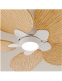 Ventilador de techo LED interior/exterior ALMA L Ø132cm 5 palas blanco madera clara 132cm 40W DC + luz LED 6,5W 1225Lm CTT DIM I