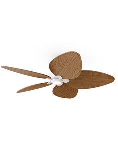 Ventilateur de plafond intérieur/extérieur ALMA L à LED Ø132 cm, 5 pales, blanc, bois moyen, 132 cm, 40 W CC + éclairage LED 6,5