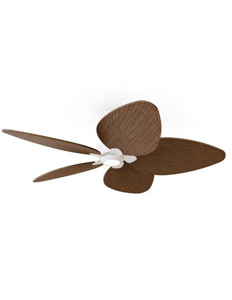 Ventilador de techo LED interior/exterior ALMA L Ø132cm 5 palas blanco madera oscura 132cm 40W DC + luz LED 6,5W 1225Lm CTT DIM 