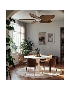 Ventilador de techo LED interior/exterior ALMA L Ø132cm 5 palas blanco madera oscura 132cm 40W DC + luz LED 6,5W 1225Lm CTT DIM  2