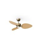 Ventilador con luz LED ALMA S Ø100cm 3 palas latón madera clara 26W DC + luz LED 6,5W 1225Lm CTT interior/exterior IP44