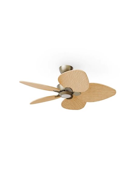 Ventilador con luz LED ALMA S Ø100cm 5 palas latón madera clara 26W DC + luz LED 6,5W 1225Lm CTT interior/exterior IP44