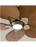 Ventilador con luz LED ALMA S Ø100cm 5 palas latón madera media 26W DC + luz LED 6,5W 1225Lm CTT interior/exterior IP44