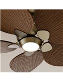 Ventoinha de teto ALMA S LED Ø100cm 5 pás Latão Madeira escura 26W DC + 6,5W 1225Lm CTT Luz LED Interior/Exterior IP44