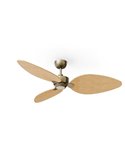 Ventilador LED interior/exterior ALMA L Ø132cm 3 palas latón madera clara 40W DC + luz LED 6,5W 1225Lm CTT IP44