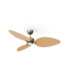 Ventilador LED interior/exterior ALMA L Ø132cm 3 palas latón madera clara 40W DC + luz LED 6,5W 1225Lm CTT IP44
